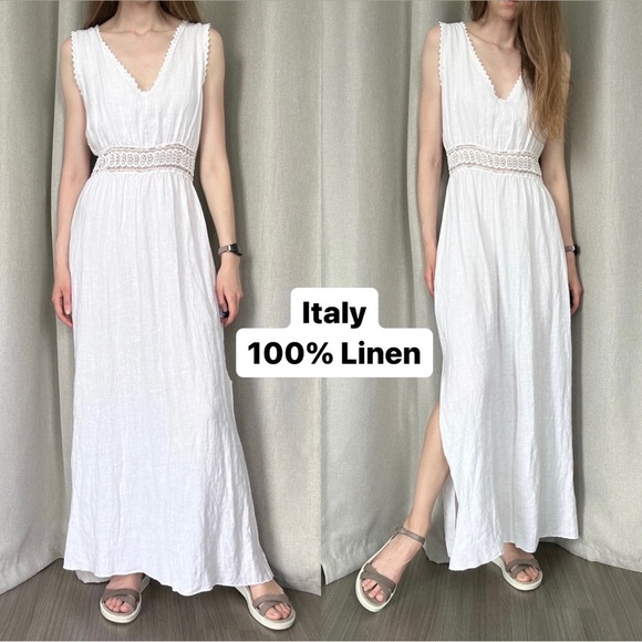 Terzo Millennio Dresses & Skirts - Terzo Millennio NWT Linen White Italy Sleeveless Midi Dress M